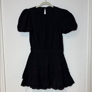 Zara Elegant Black Eyelet Dress